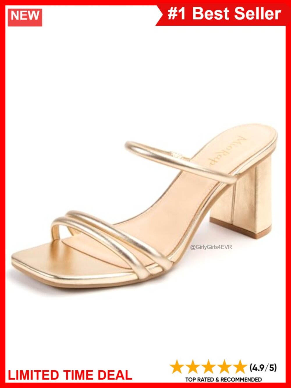 Miorap Women's Strappy Block Heel Square Toe Sandals